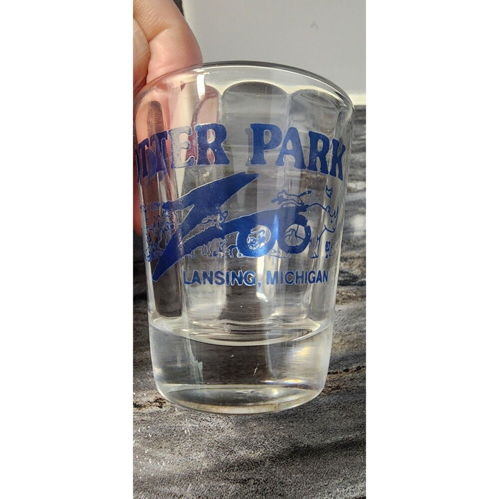 Potter Park Zoo Shot Glass Rhino Collectible Glassware Made In USA Lansing MI